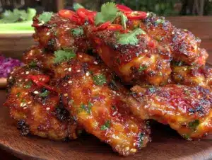 crispy honey sriracha chicken wings - featured image