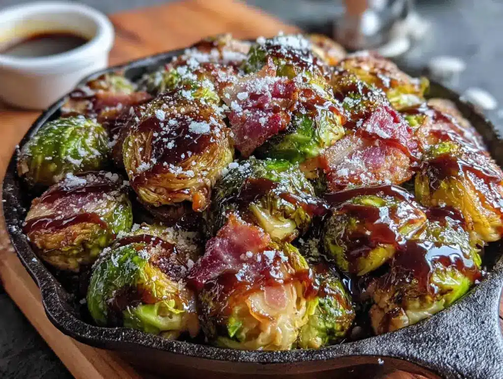 crispy maple bacon brussels sprouts - featured image