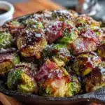 crispy maple bacon brussels sprouts - featured image