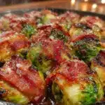 crispy maple bacon brussels sprouts - featured image