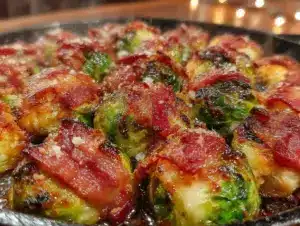 crispy maple bacon brussels sprouts - featured image