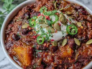 crockpot pumpkin black bean chili - featured image