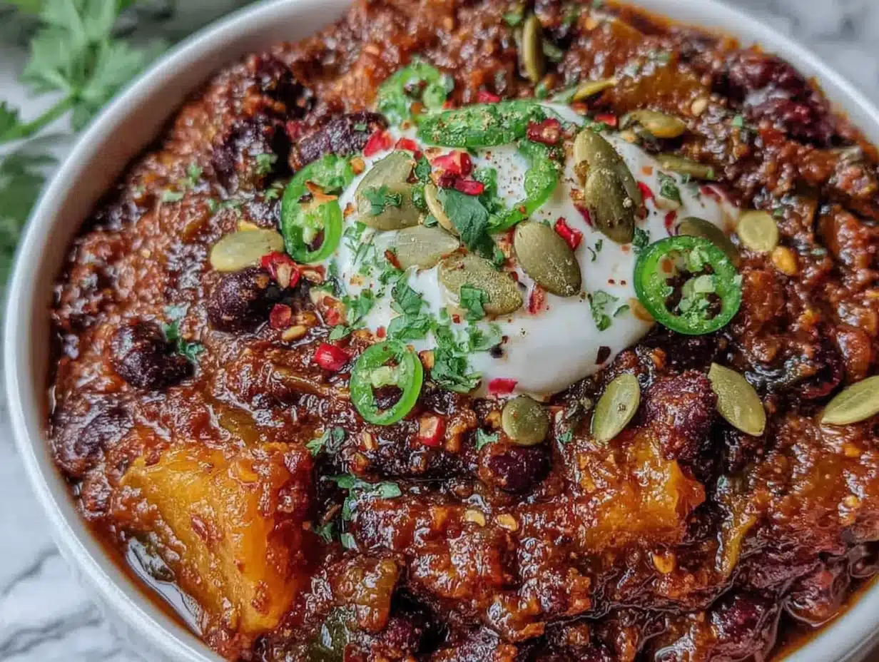 crockpot pumpkin black bean chili - featured image