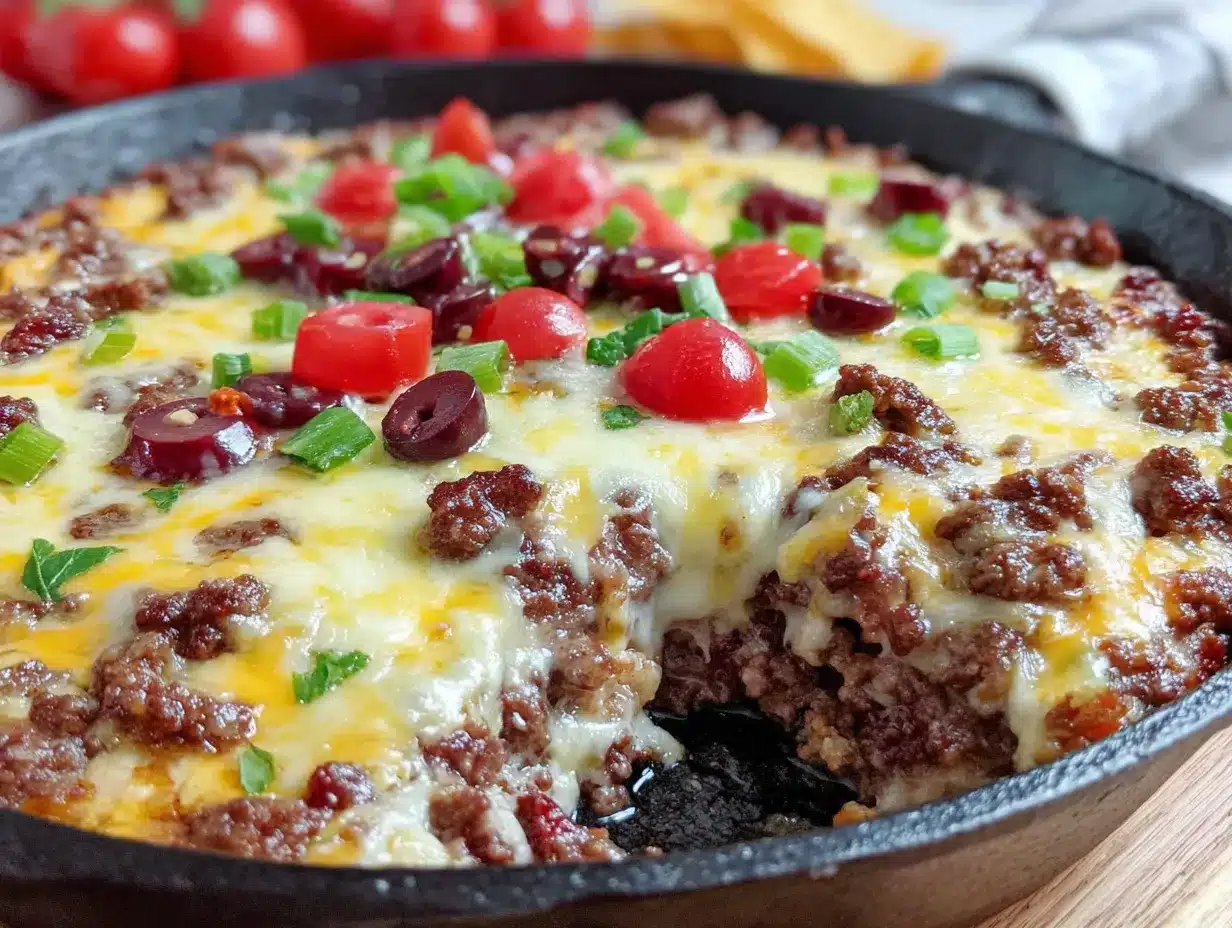 easy cheesy beef taco skillet preparation steps