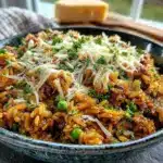 easy cheesy ground beef & rice skillet - featured image