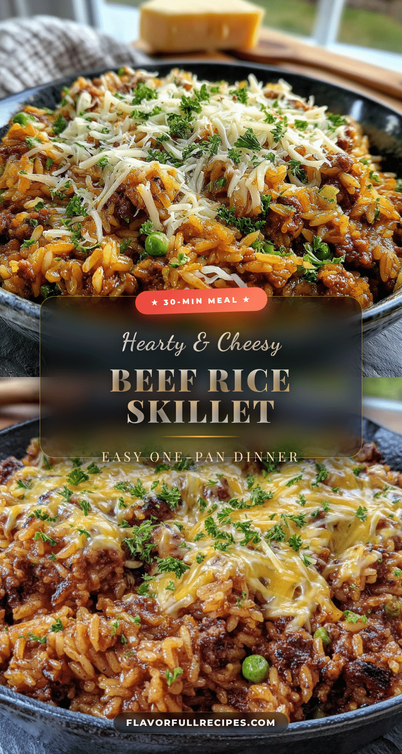 easy cheesy ground beef & rice skillet recipe
