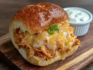 easy crockpot buffalo chicken sliders - featured image