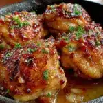 easy crockpot honey garlic chicken thighs - featured image