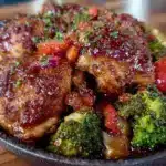 easy honey garlic chicken and veggies - featured image