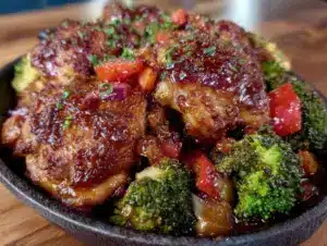 easy honey garlic chicken and veggies - featured image
