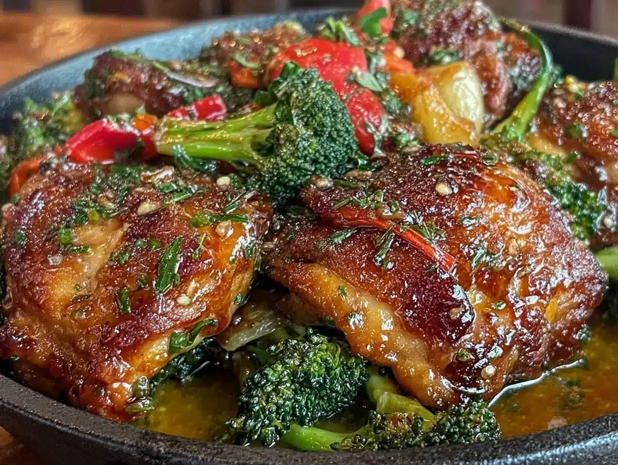 easy honey garlic chicken and veggies preparation steps