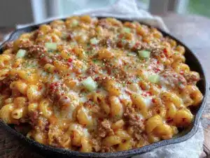 easy one pan cheeseburger pasta - featured image