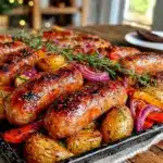 easy sheet pan sausage and potatoes - featured image