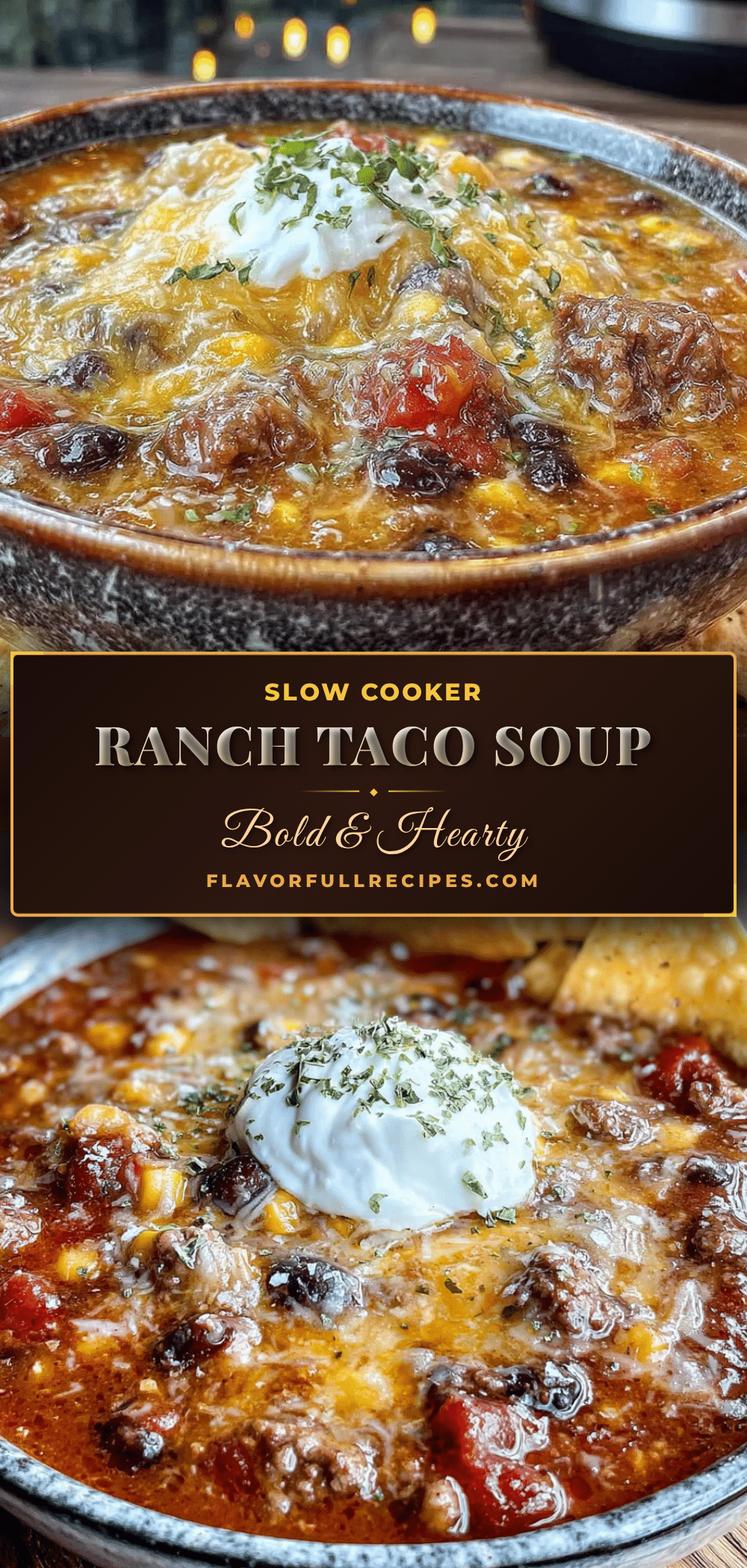 Easy Slow Cooker Ranch Taco Soup recipe