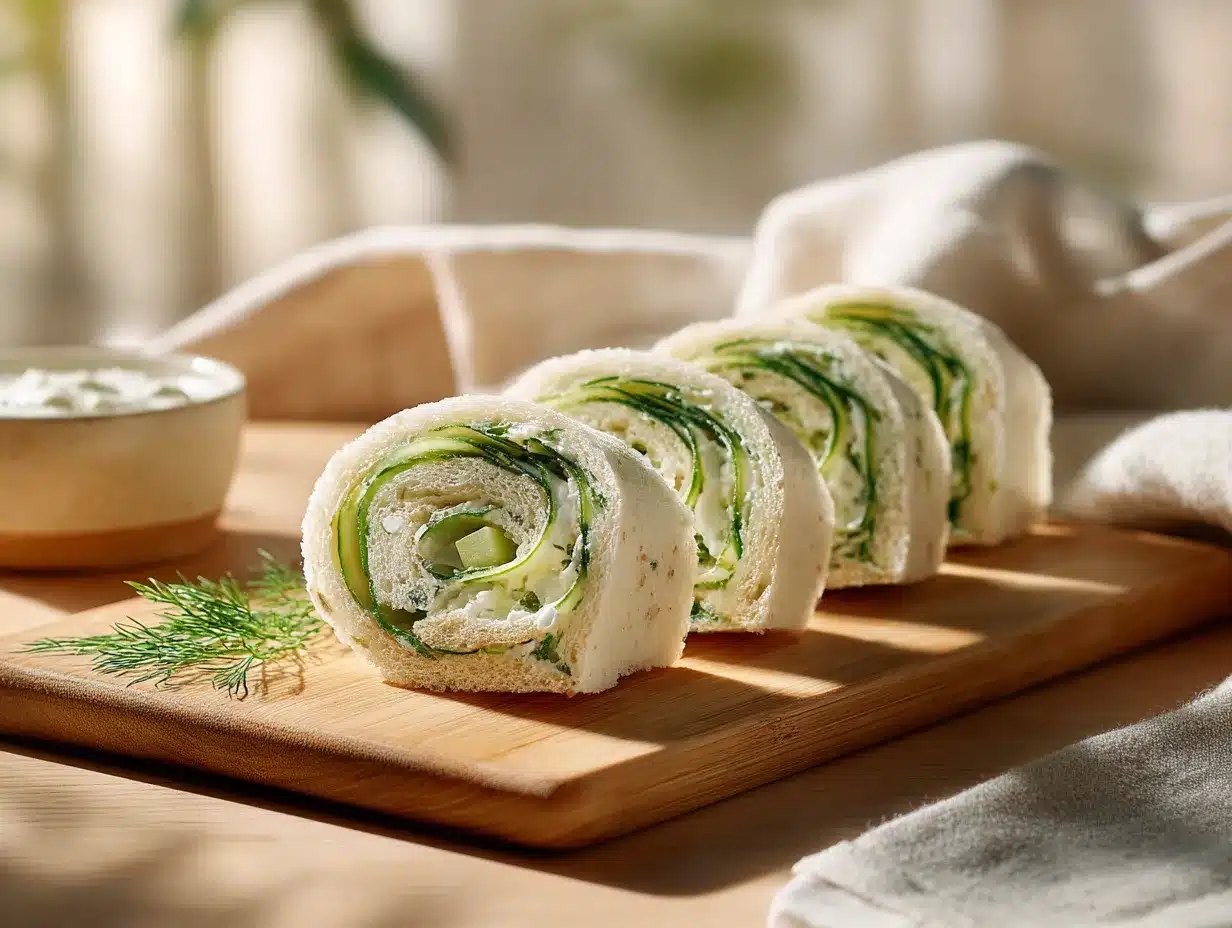 Easy Smashed Cucumber Cream Cheese Sandwich Rolls preparation steps
