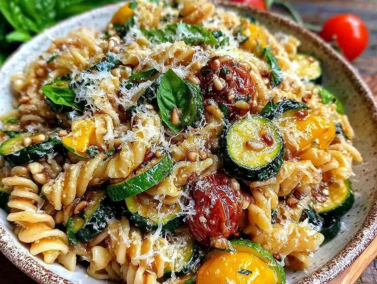 farmers market pasta salad with lemon vinaigrette preparation steps