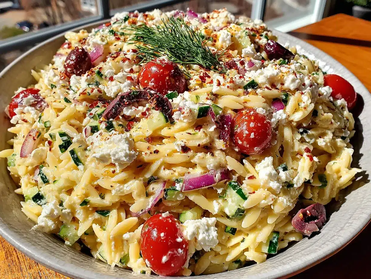 Greek orzo pasta salad preparation steps