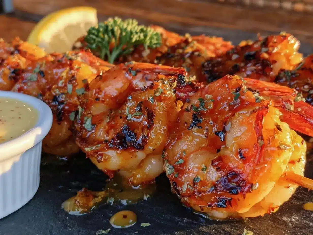 grilled garlic butter shrimp skewers preparation steps