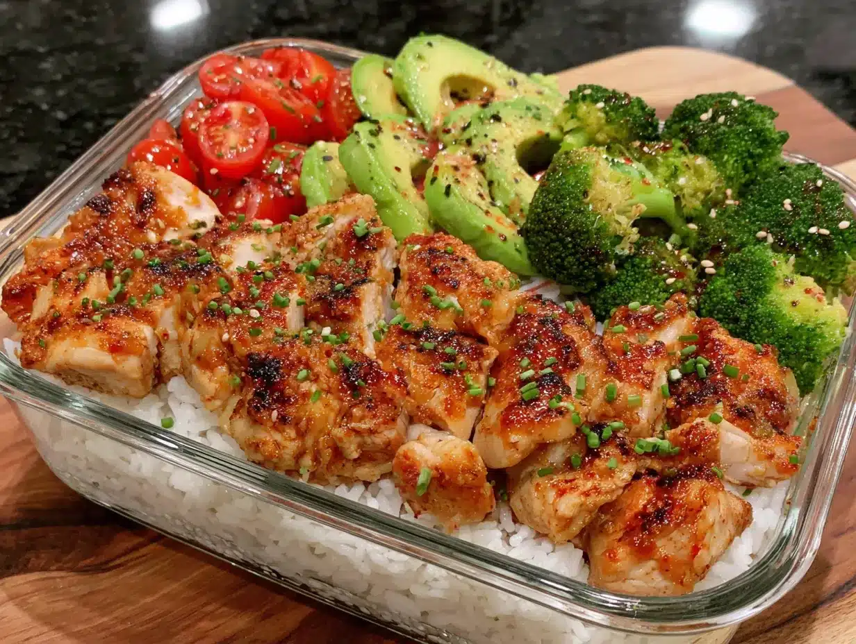 healthy high-protein chicken and rice meal prep bowls preparation steps