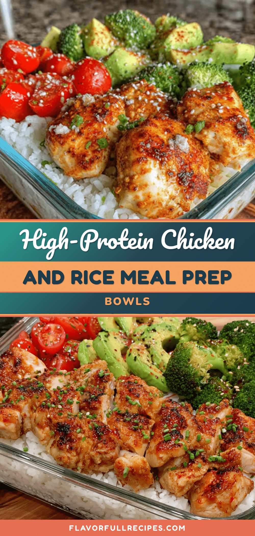 healthy high-protein chicken and rice meal prep bowls recipe