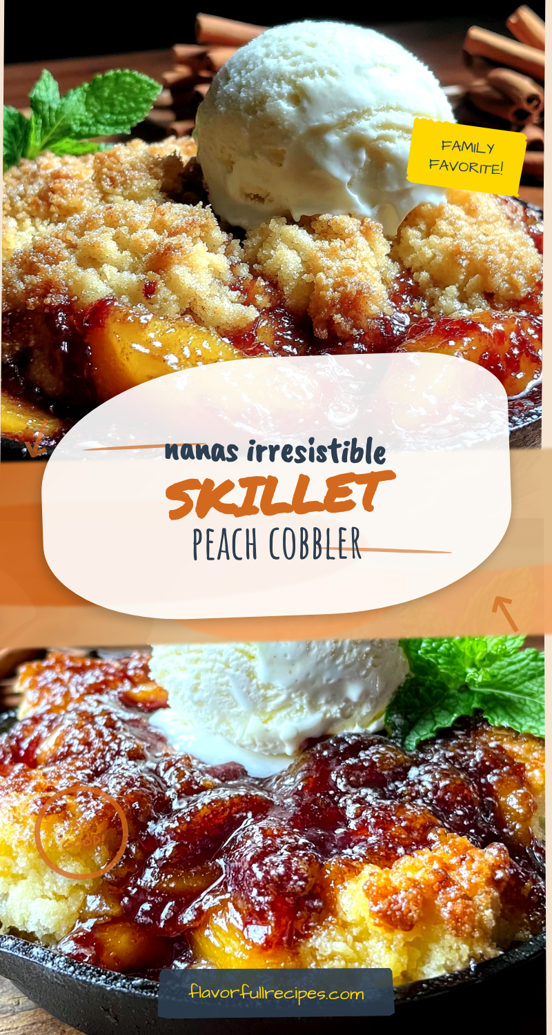 Homemade Skillet Peach Cobbler with Vanilla Ice Cream recipe
