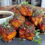 honey garlic salmon bites - featured image