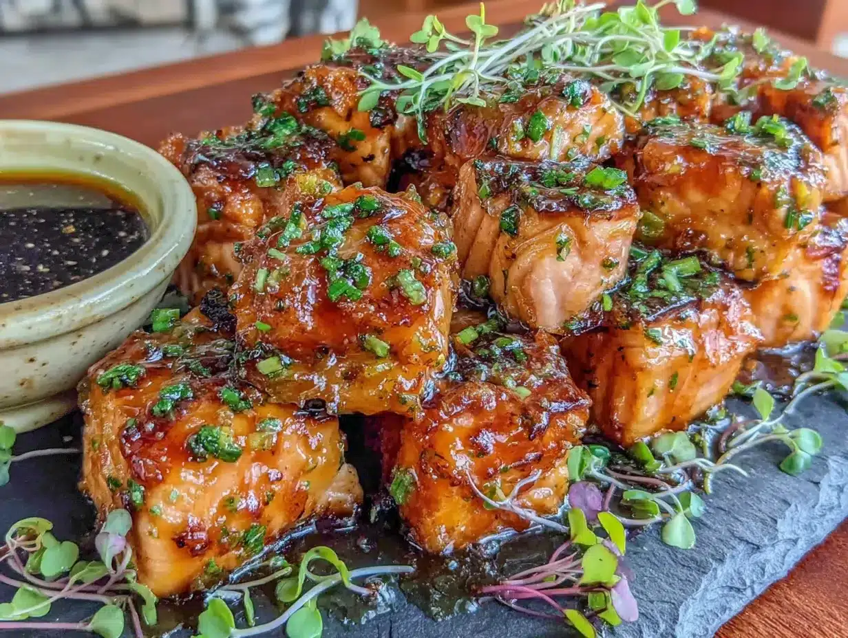 honey garlic salmon bites preparation steps