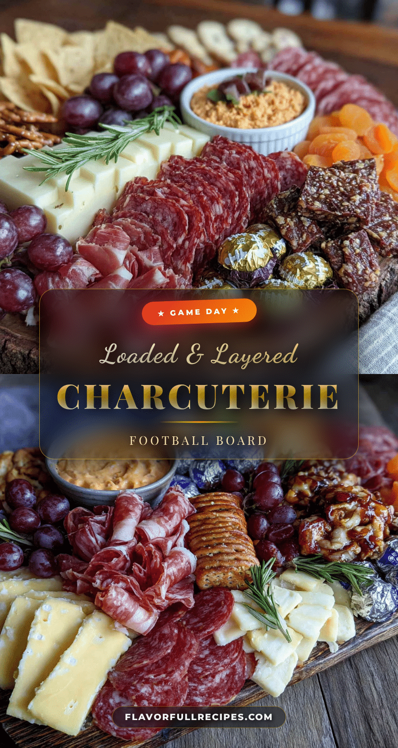 loaded football charcuterie board with team colors recipe