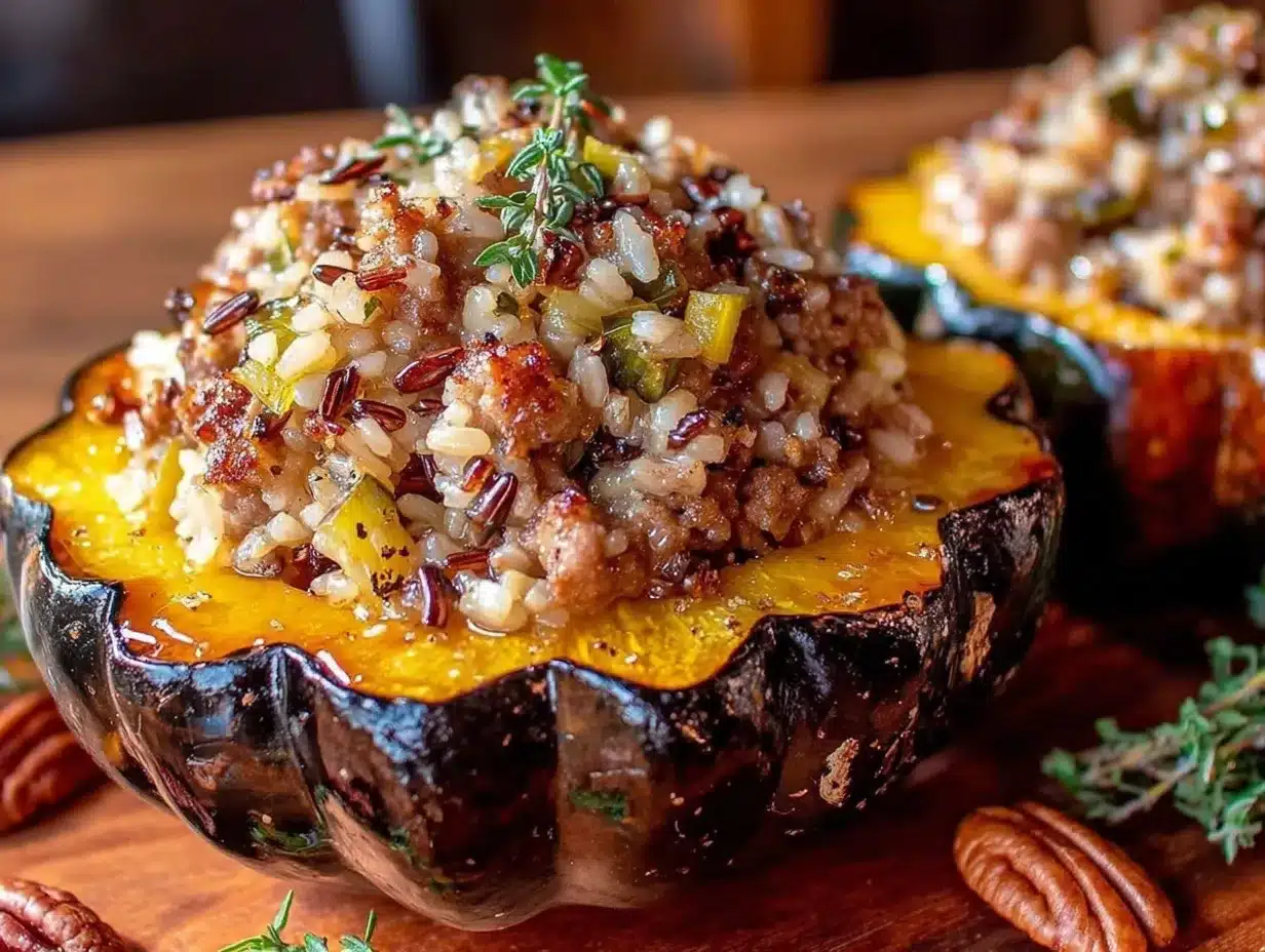 maple sausage stuffed acorn squash preparation steps