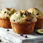 moist banana zucchini muffins with chocolate chips - featured image