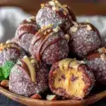 no-bake chocolate peanut butter protein balls - featured image