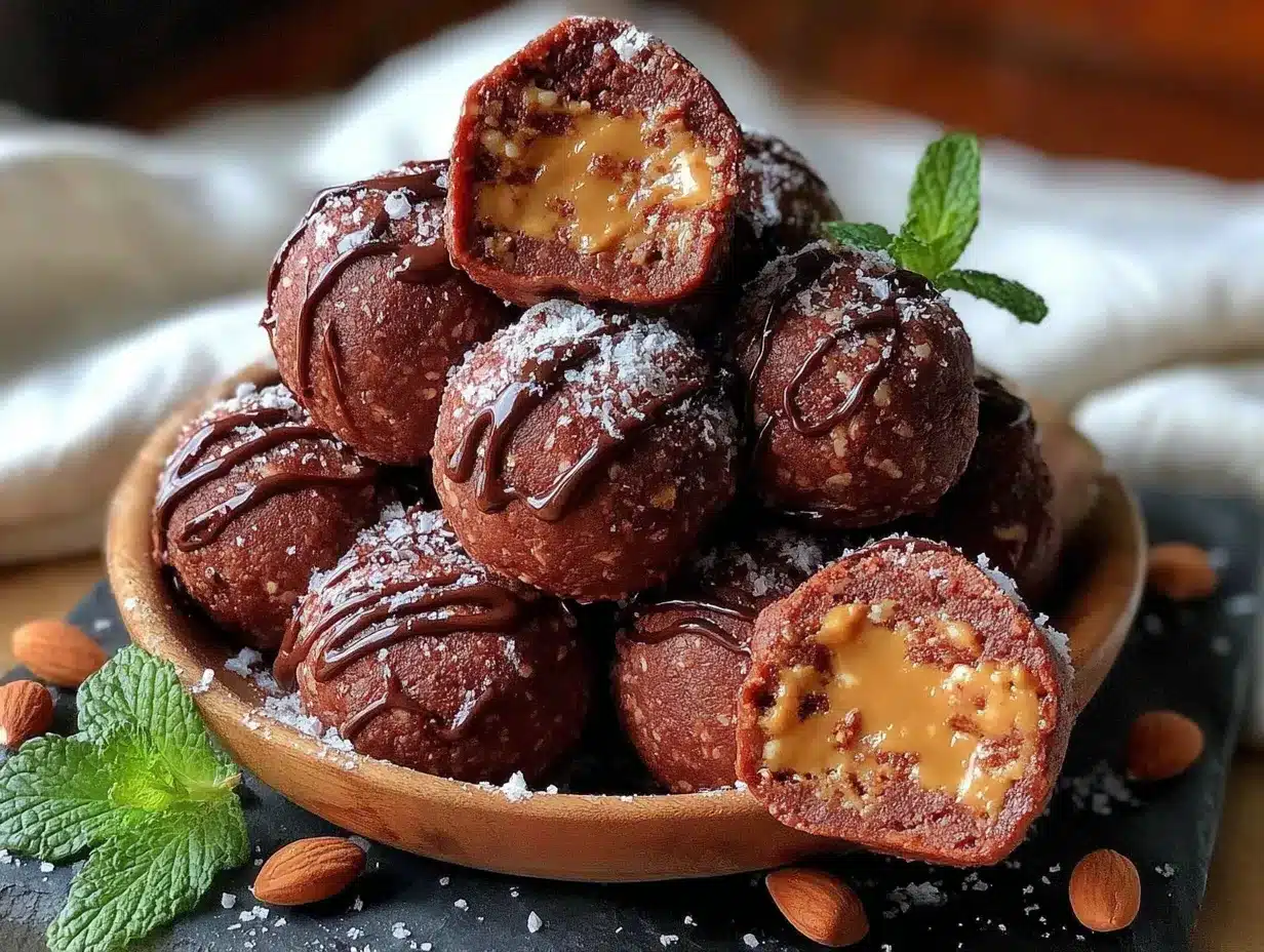 no-bake chocolate peanut butter protein balls preparation steps