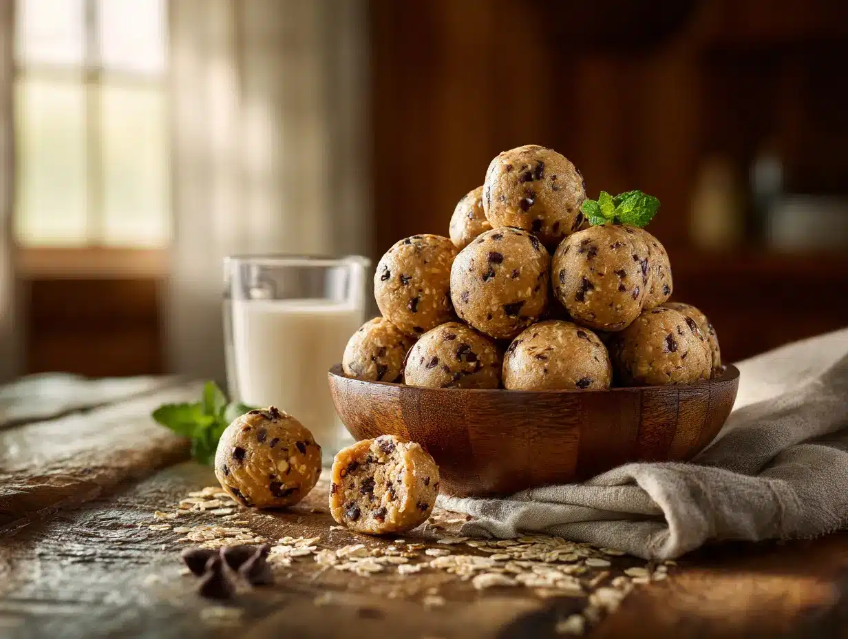 no-bake energy bites with chocolate chips preparation steps