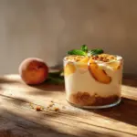 no-bake peach cheesecake cups - featured image