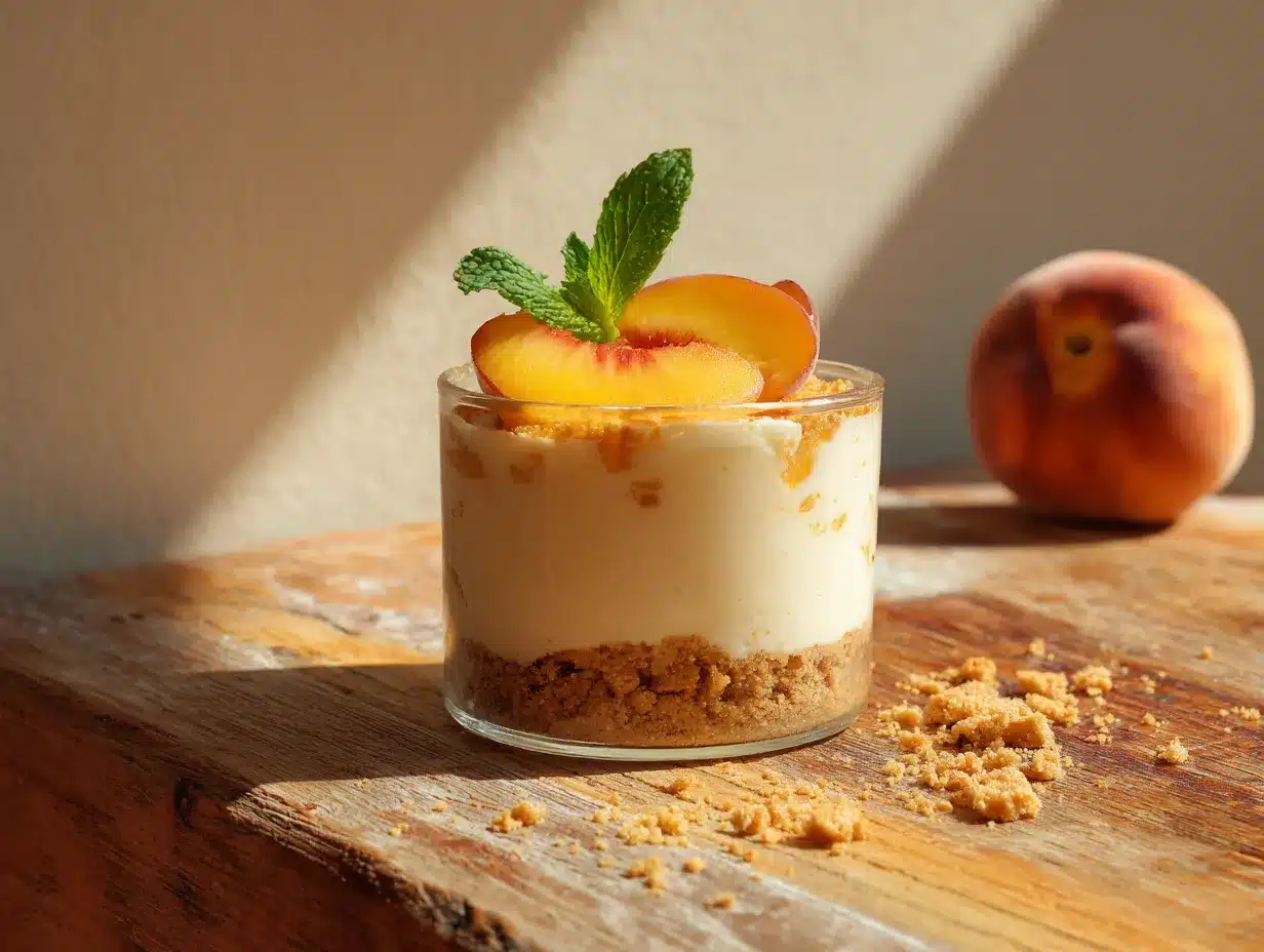 no-bake peach cheesecake cups preparation steps