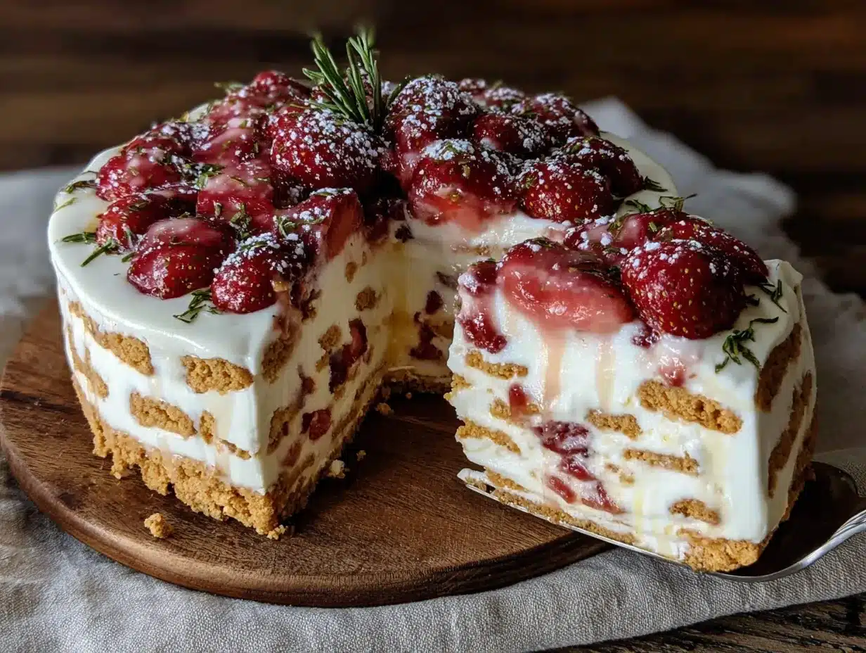 no-bake strawberry shortcake icebox cake preparation steps