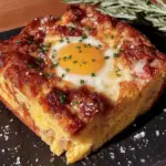 overnight breakfast casserole with sausage and eggs - featured image