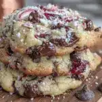 peppermint bark chocolate chip cookies - featured image