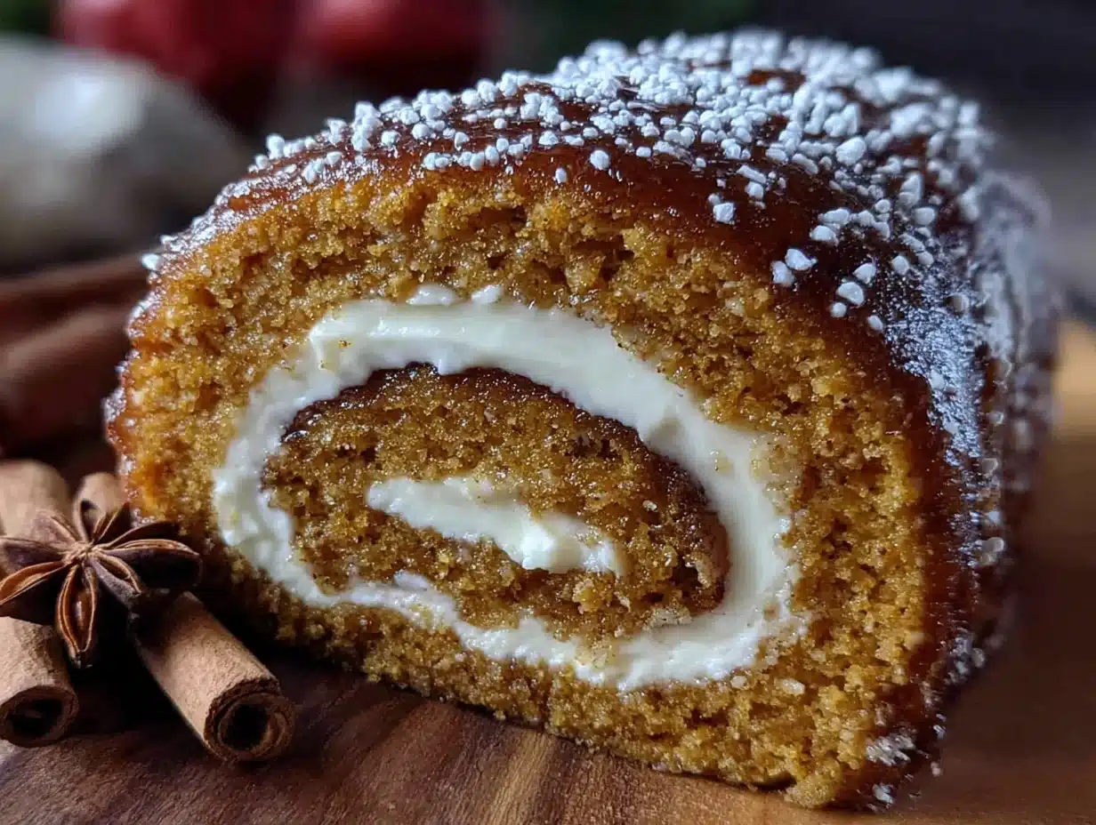 perfect pumpkin roll with cream cheese filling - featured image