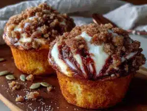 pumpkin cream cheese swirl muffins - featured image
