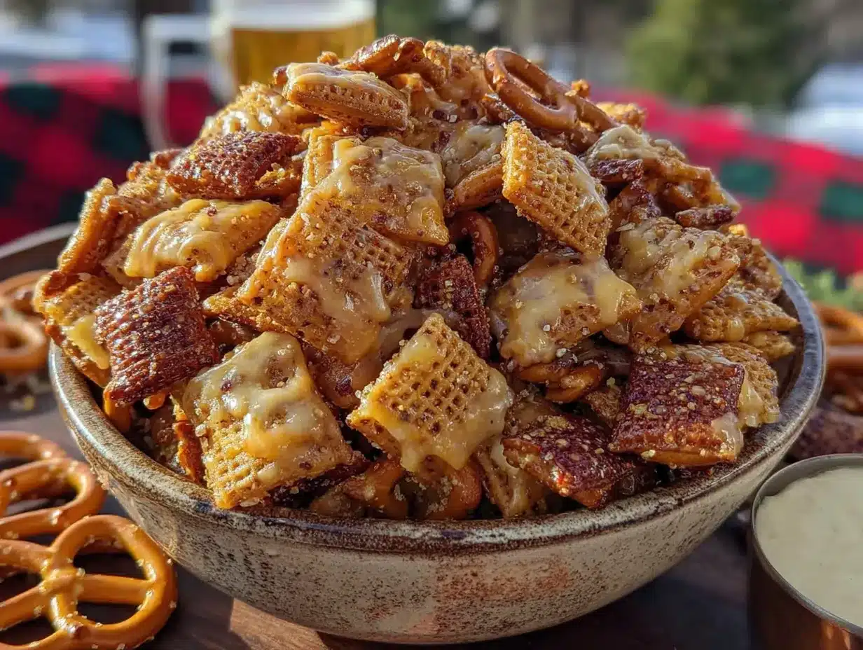 ranch pretzel snack mix preparation steps