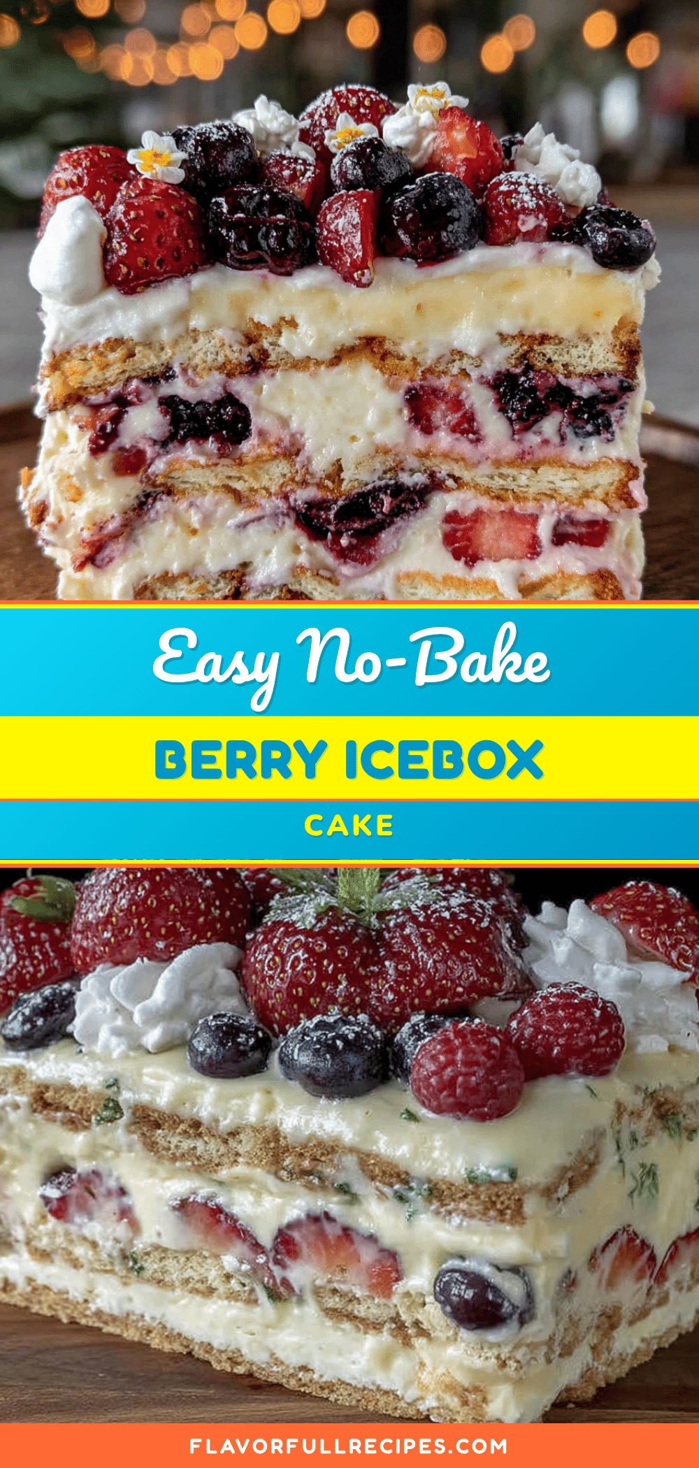 red white and blue berry icebox cake recipe