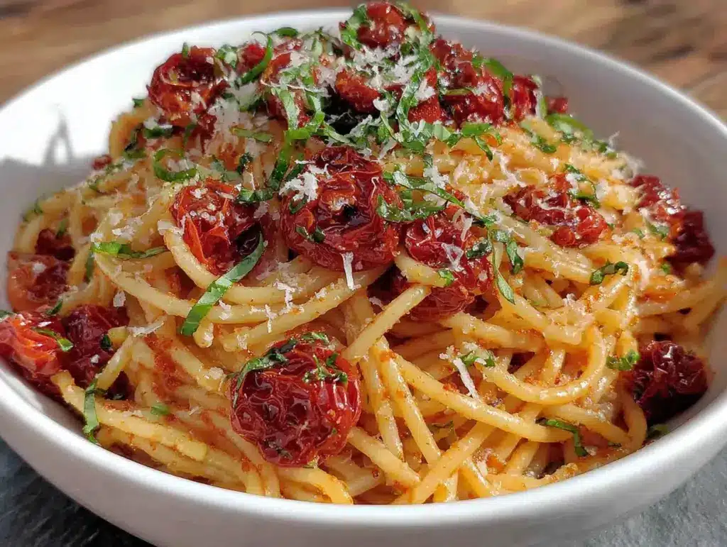 roasted cherry tomato basil pasta - featured image