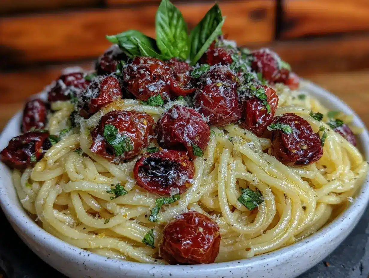 roasted cherry tomato basil pasta preparation steps