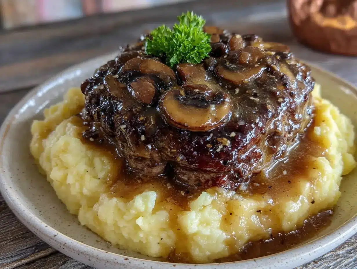 Salisbury steak with mushroom gravy preparation steps