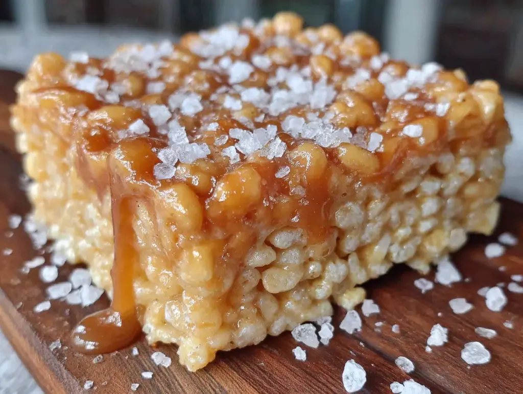 Salted Caramel Pumpkin Rice Krispie Treats - featured image