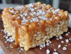 Salted Caramel Pumpkin Rice Krispie Treats - featured image