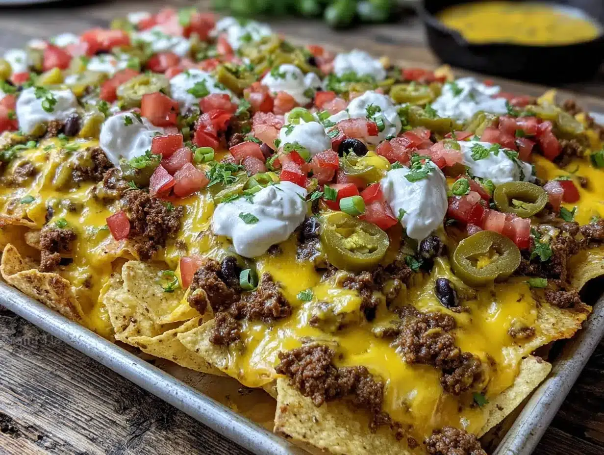 Sheet pan beef nachos preparation steps