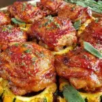 sheet pan chicken thighs with delicata squash - featured image