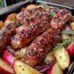 sheet pan sausage and apples - featured image